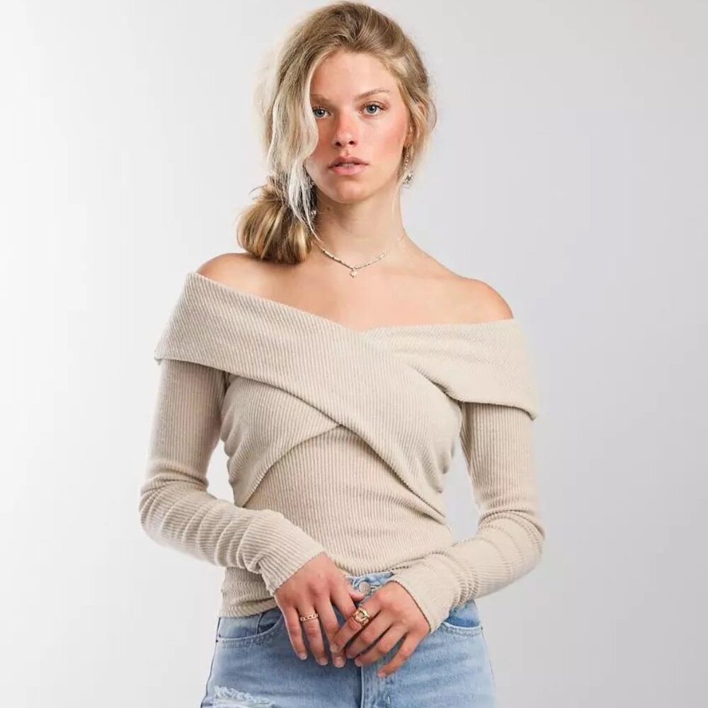 Free People Marley Top in Oatmeal, Size Small